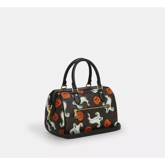 Coach Rowan Satchel Bag In Signature Canvas With Halloween Print NWT Walnut 2025 - Picture 3 of 16